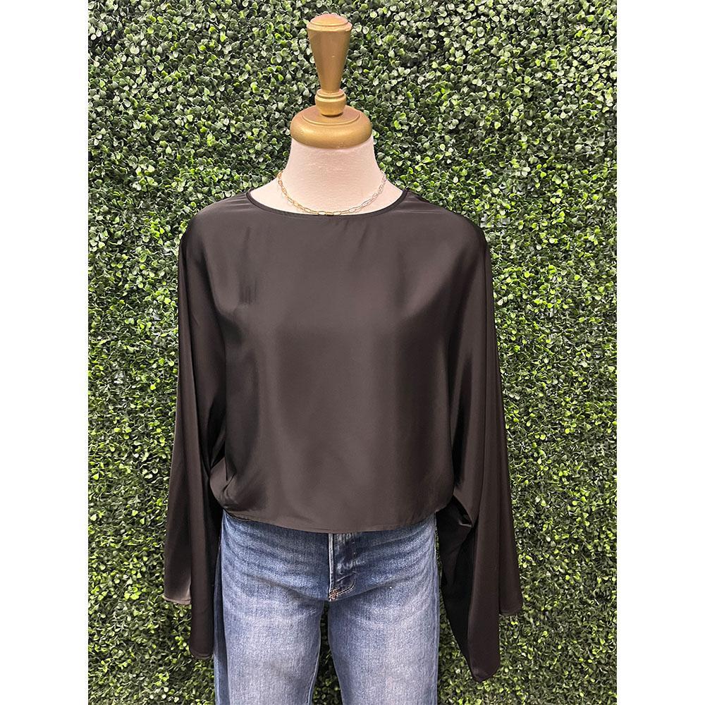 Vivianna Black Cropped Batwing Top