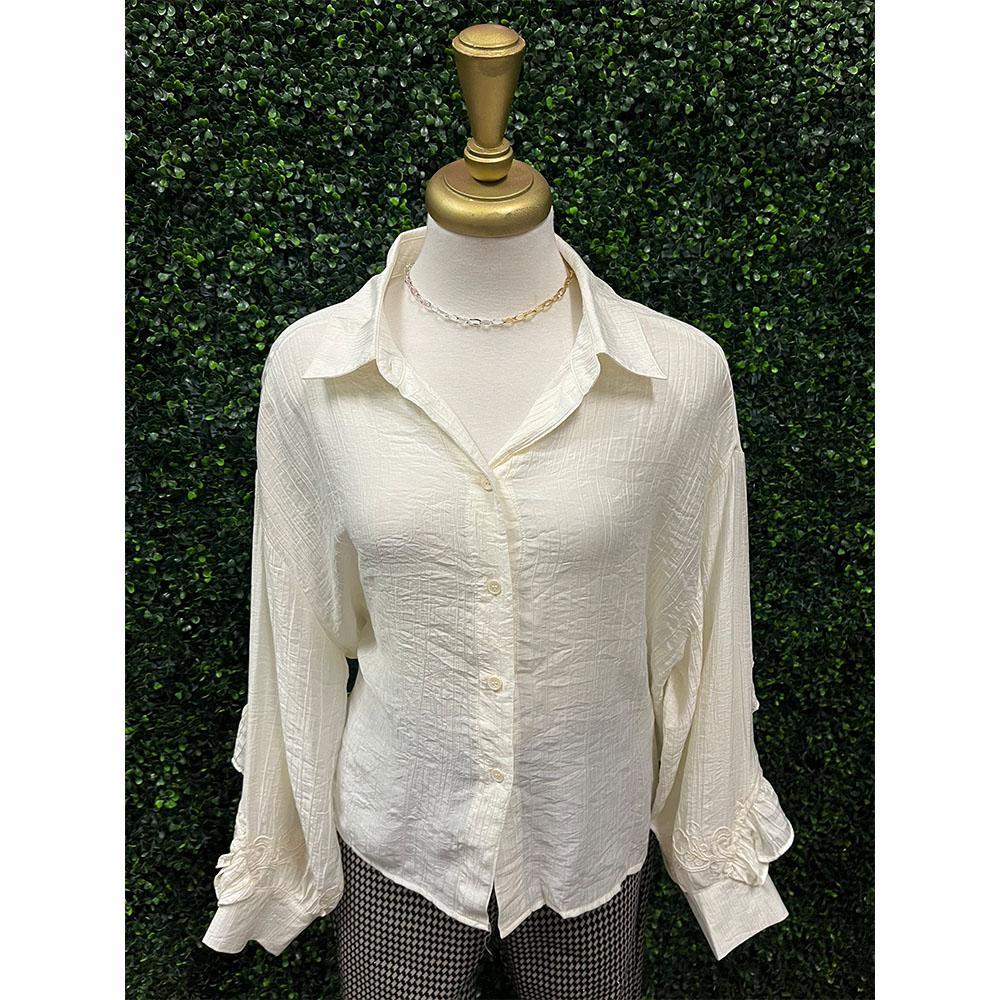 Diri Cream Embroidered Top