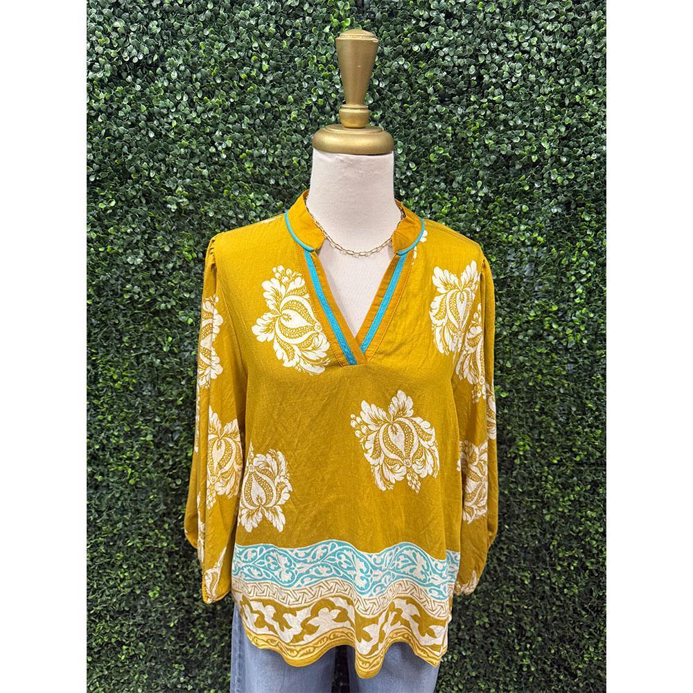 Bea Chartreuse Floral Top