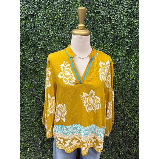Bea Chartreuse Floral Top