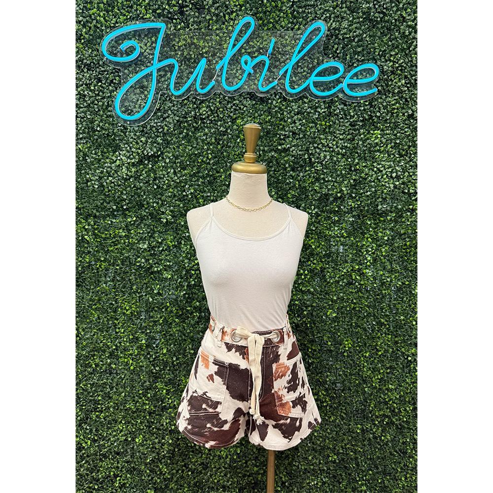 Cow Print Tie Shorts