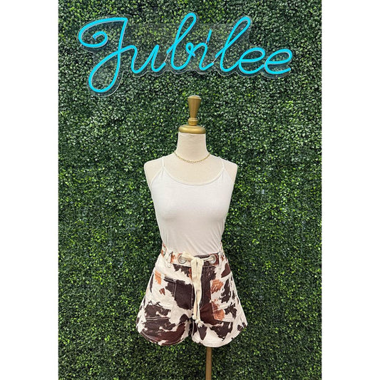 Cow Print Tie Shorts