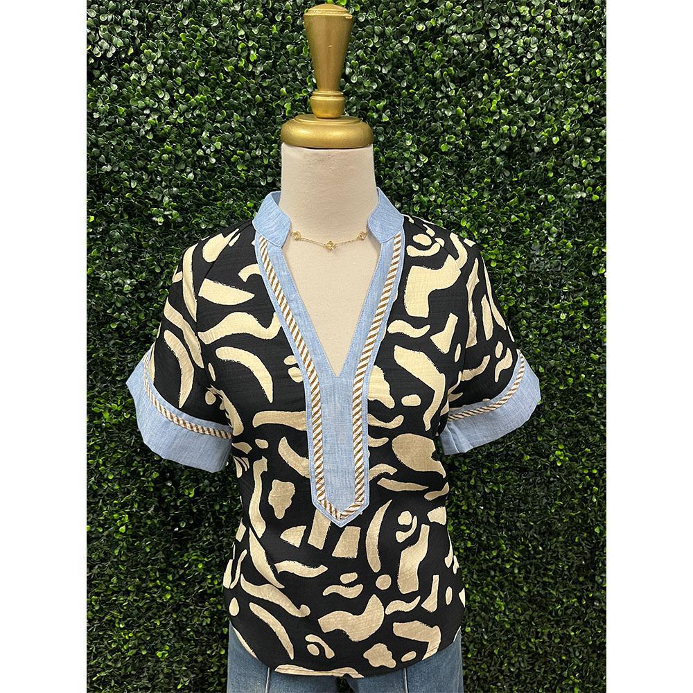 Candace Abstract Print Top