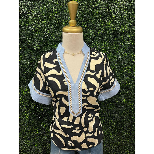 Candace Abstract Print Top