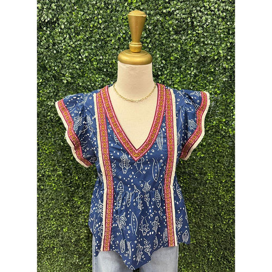 Fish in the Sea Short Sleeve Top