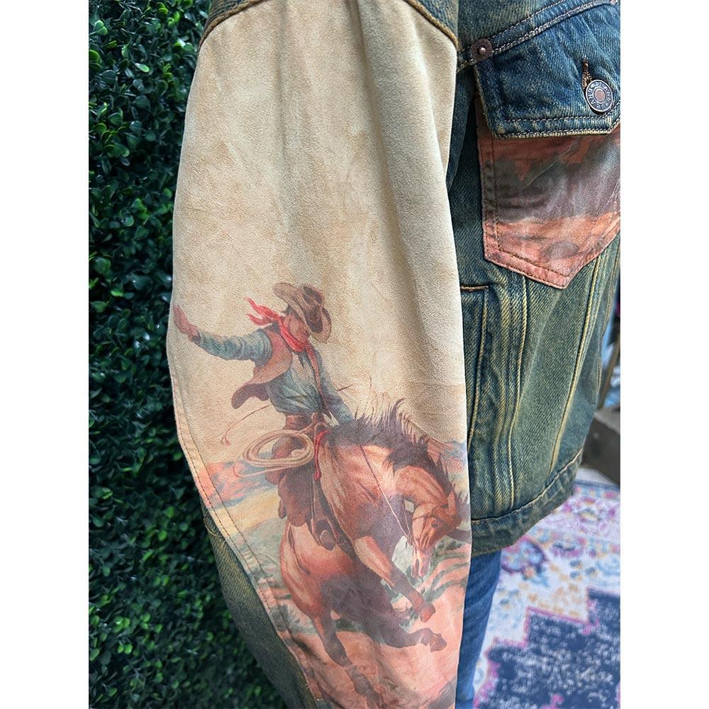 Chana Western Print Denim Jacket