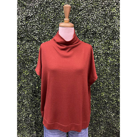 Nina Rust Mock Neck Top