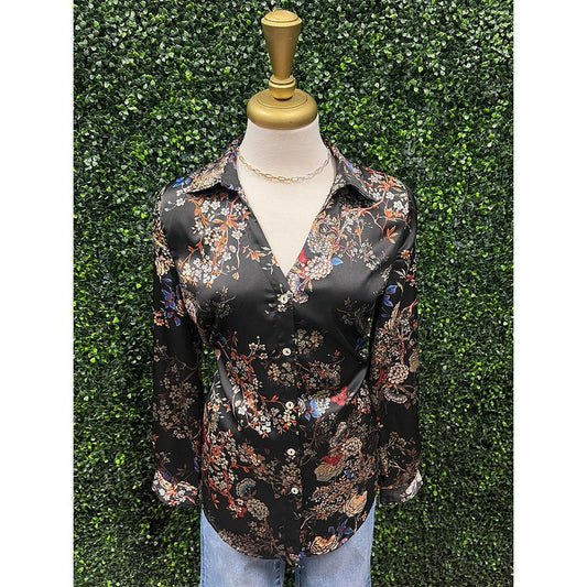 Nagoya Print Satin Blouse
