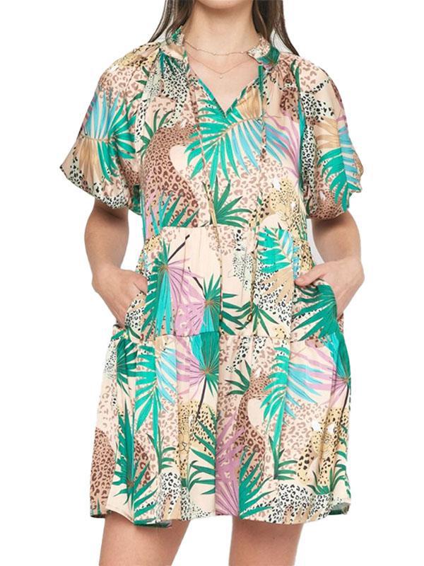 Tropico Satin Puff Sleeve Dress