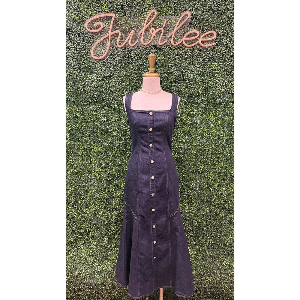 Baerla Denim Midi Dress