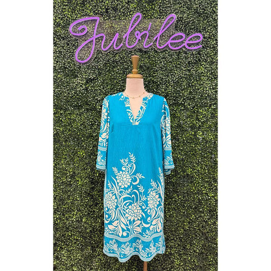 Patricia Paisley Turquoise Relaxed Midi Dress