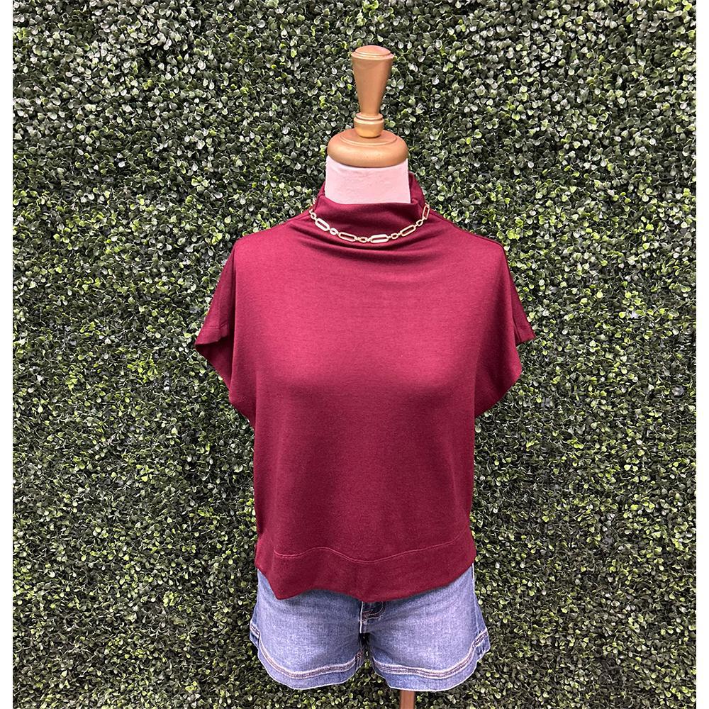 Nina Ruby Mock Neck Top