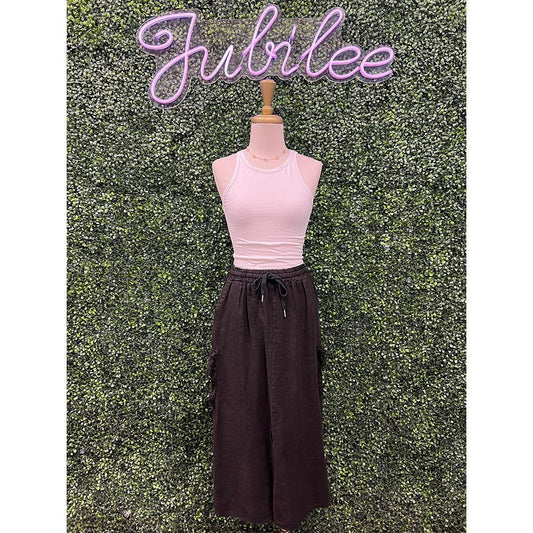 Whitley Black Linen Pocket Skirt