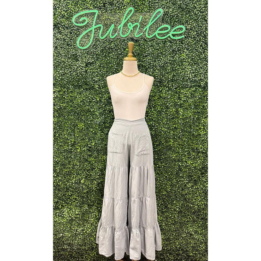 Abbey Aqua-Grey Layered Trousers