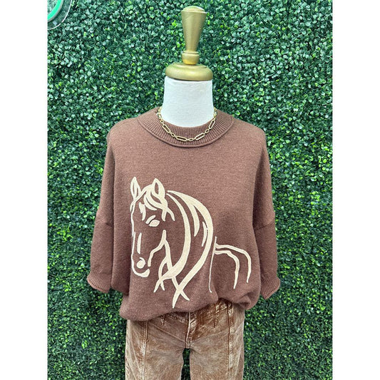 Chocolate Horse Motif Sweater