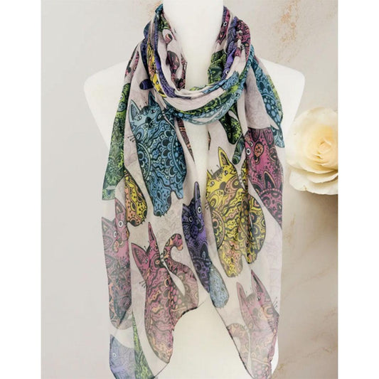 Taupe-Multi Tail-Up Cat Scarf