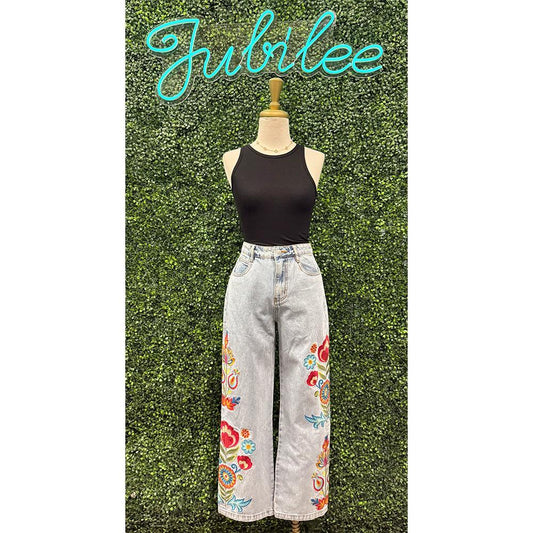 Kira Flower Embroidered Jeans