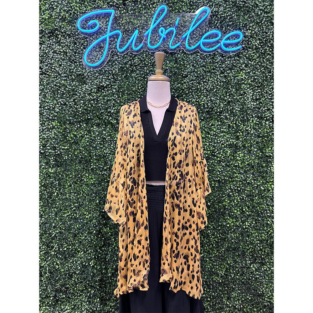 Honey Sheer Animal Print Kimono