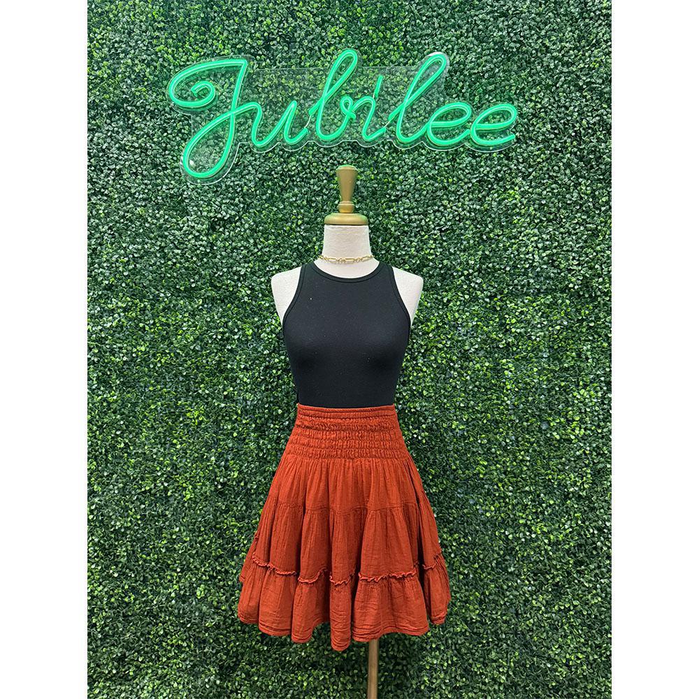 Rust Cotton Gauze Skirt