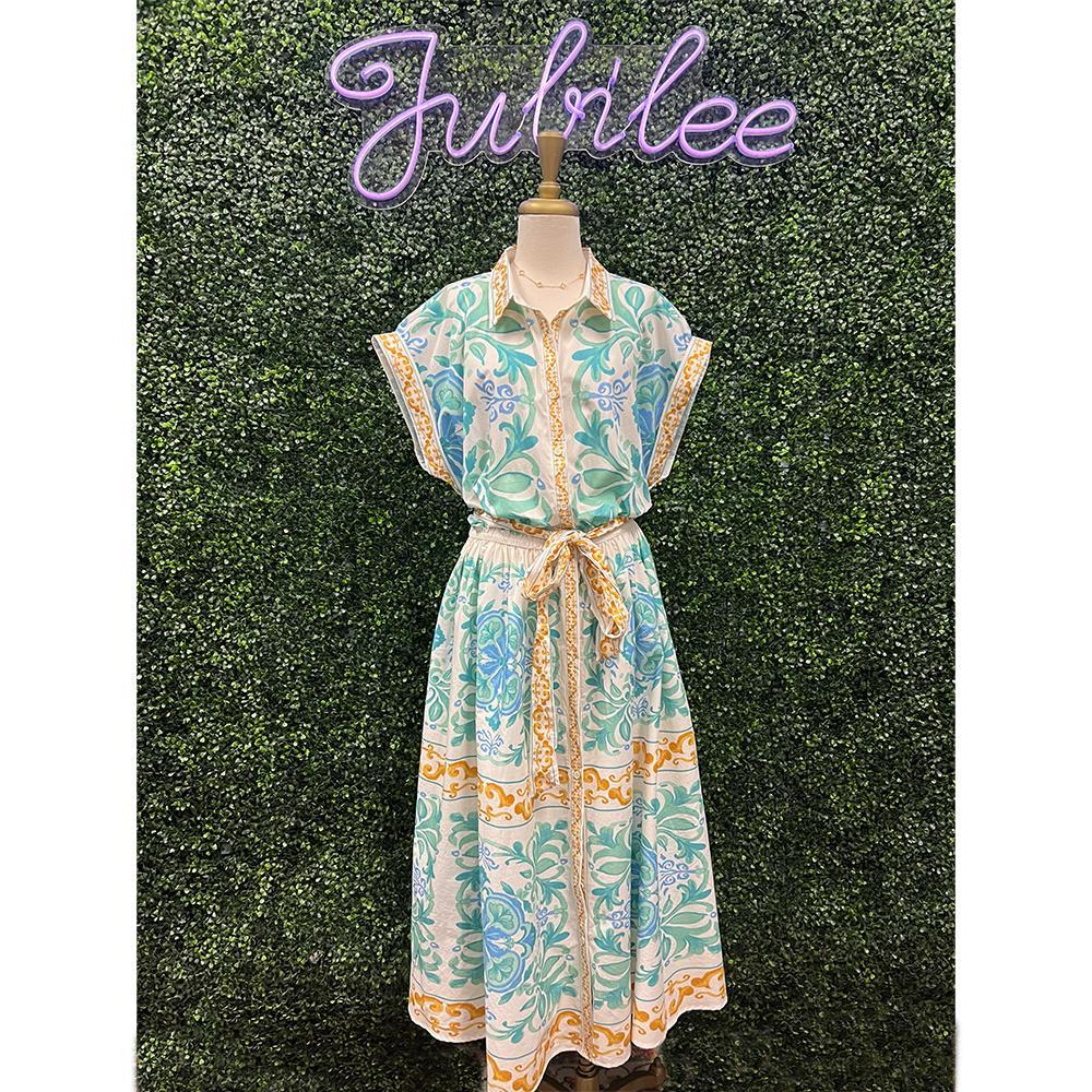 Blue Regalia Woven Midi Dress
