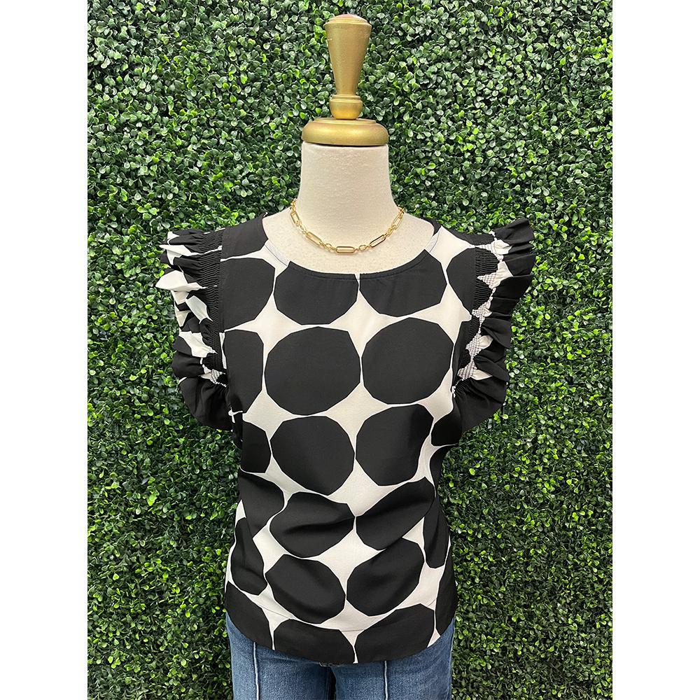 Black Dot Print Top