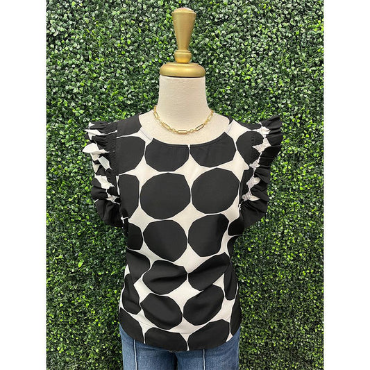 Black Dot Print Top