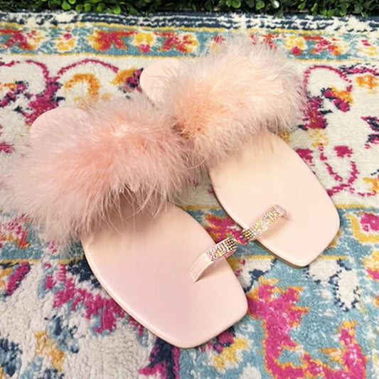 Dusty Rose Feather Slippers