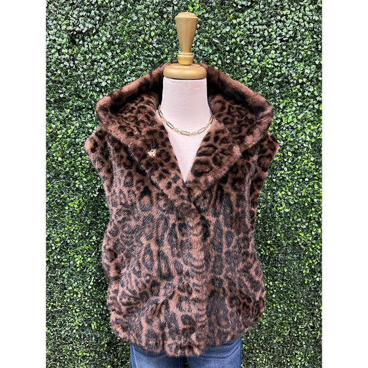 Gloria Leopard Faux Fur Vest