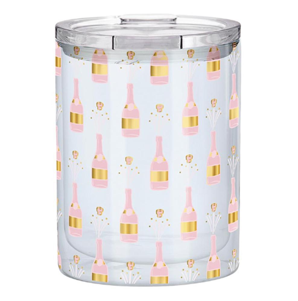 Double-Wall Short Tumbler - Champagne Bottle Pattern