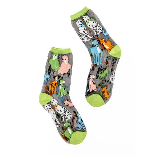 Dopamine Dogs Black Sheer Crew Socks