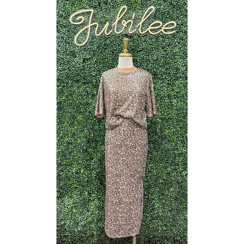 Duva Cheetah Sequin Maxi Skirt