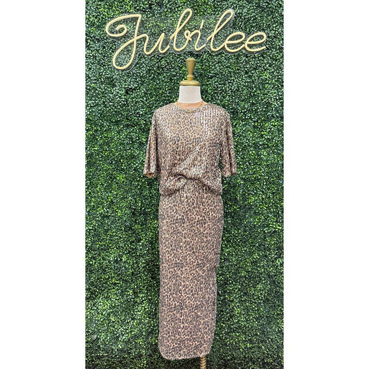 Duva Cheetah Sequin Maxi Skirt