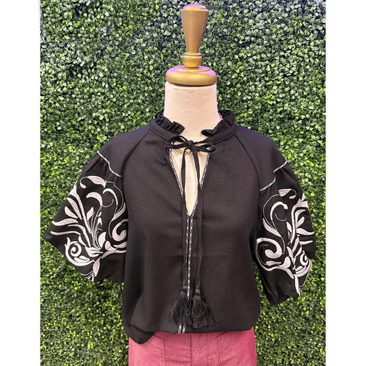 Lysandra Embroidered Puff Sleeve Blouse