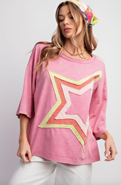 Cotton Candy Star Patch Top