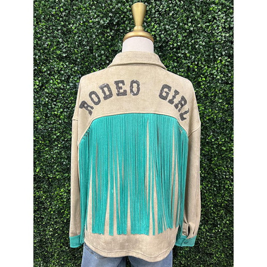 Taupe Sequins Rodeo Fringe Shirt