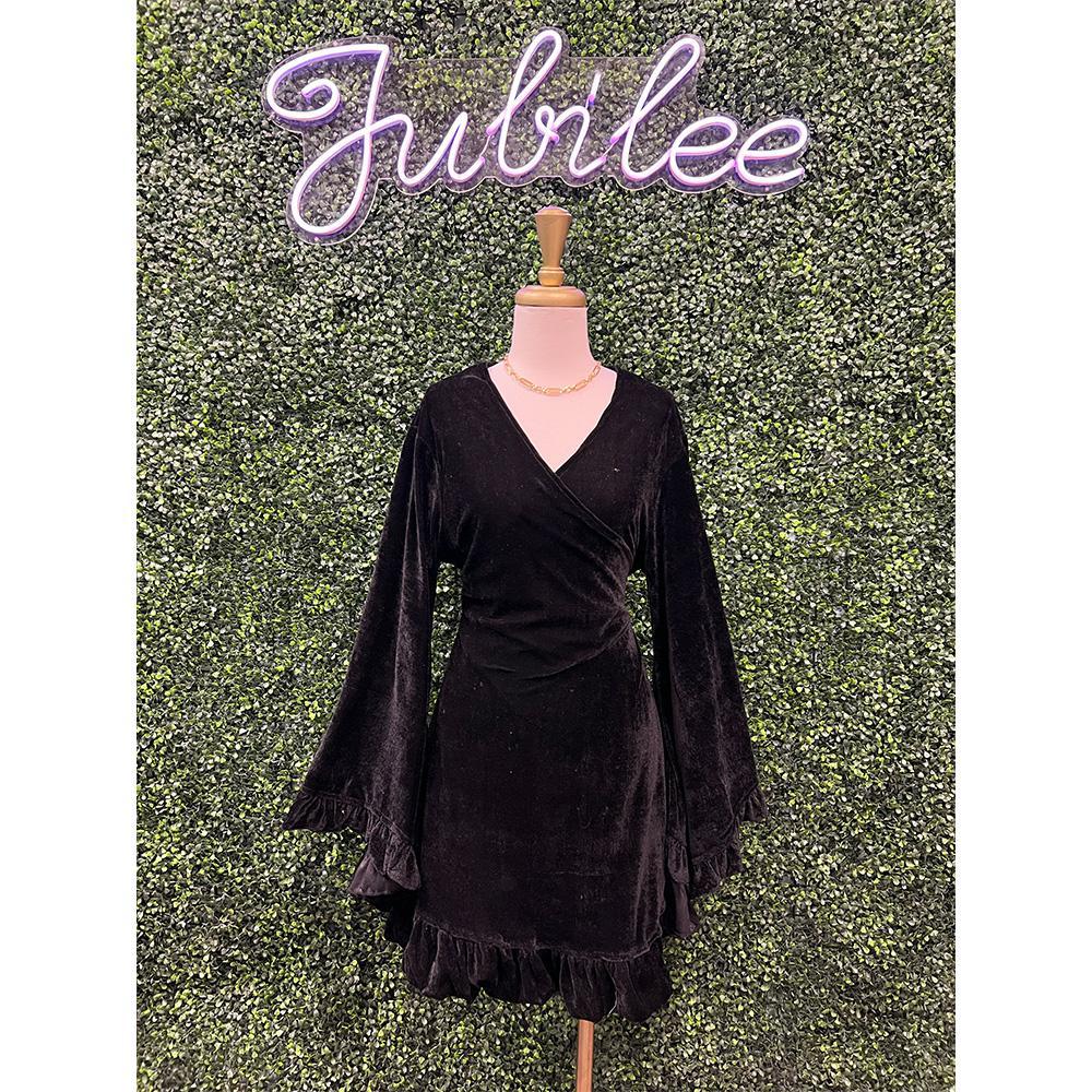 Black Velvet Wrap Dress