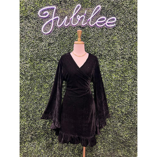Black Velvet Wrap Dress