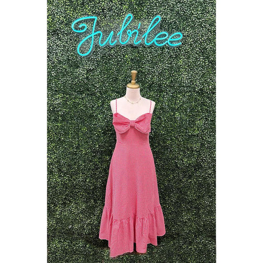 Sandy Red Gingham Midi Dress