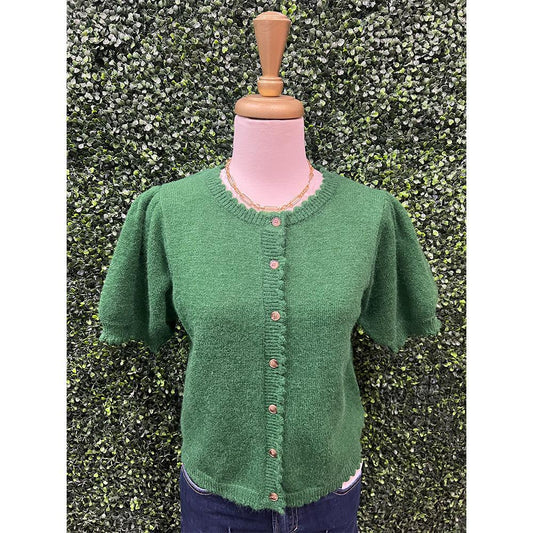 Ariana Green Scallop Sweater
