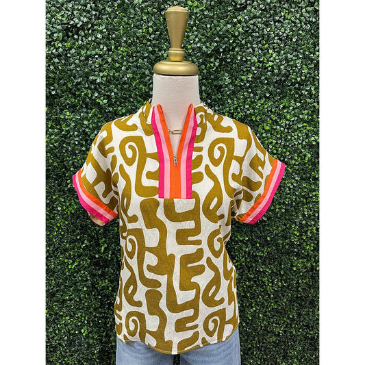 Malinda Short Sleeve Print Top