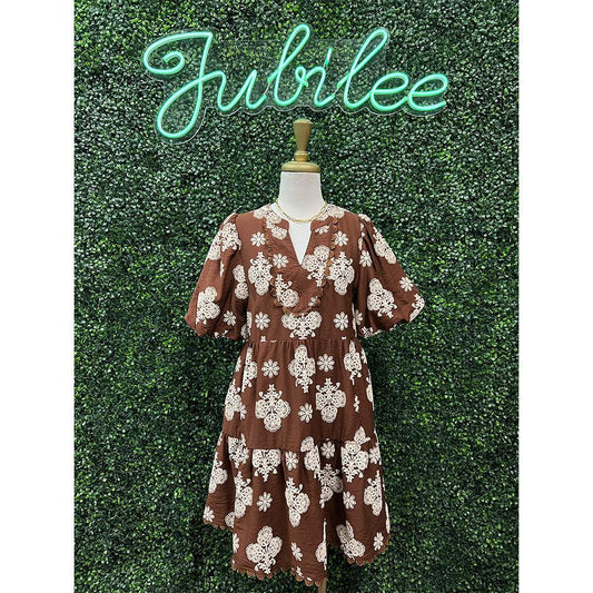 Vale Walnut Mix Tiered Mini Dress