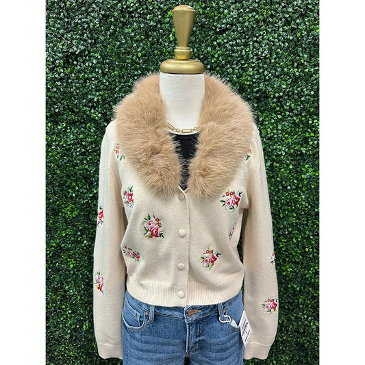 Tasha Tan Embroidered Cardigan