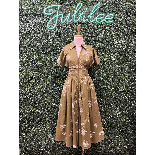 Cersei Olive Paisley Print Dress