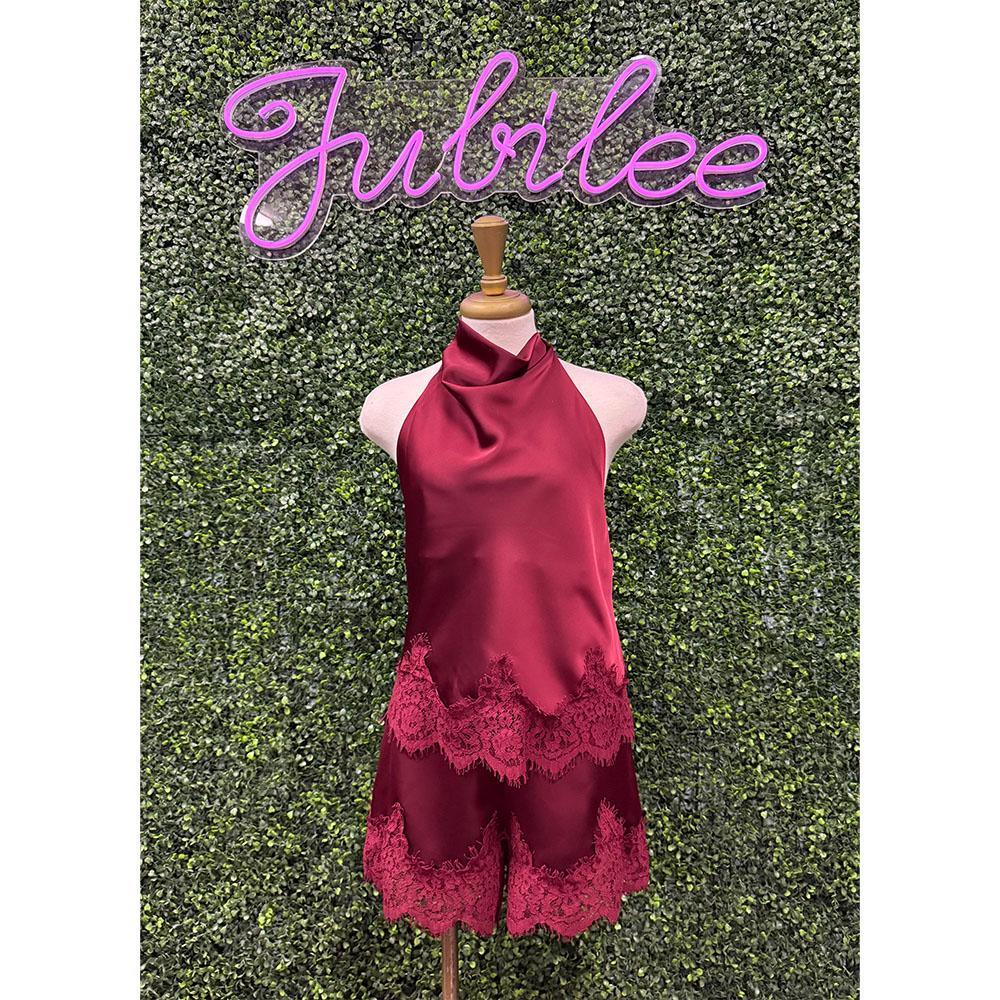 Shiloh Wine Satin Shorts