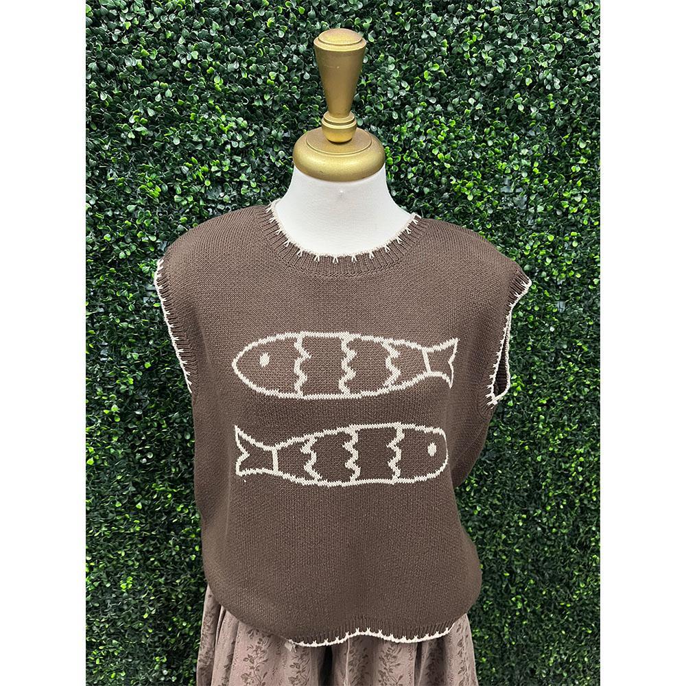 Chocolate Fish Cap Sweater Top