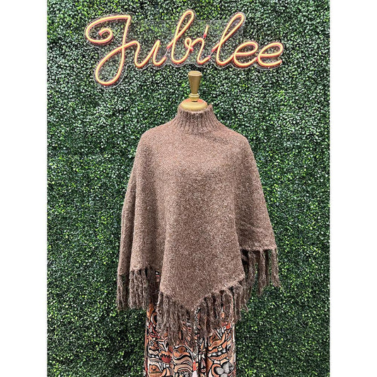 Mabel Brown Fringe Poncho