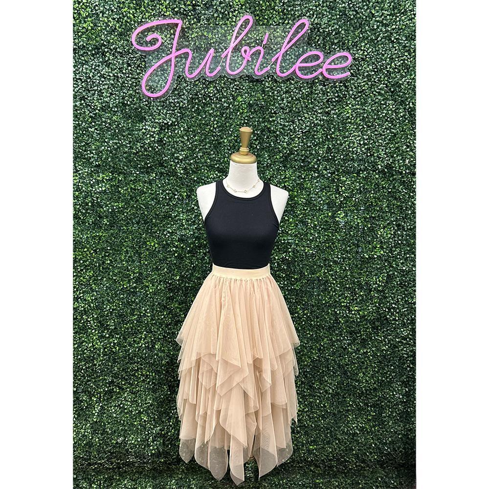 Cassandra Taupe Mesh Skirt