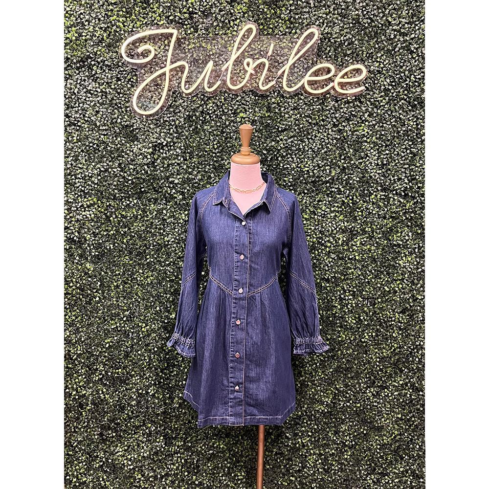 Denim Blue Long Sleeve Button Down Dress