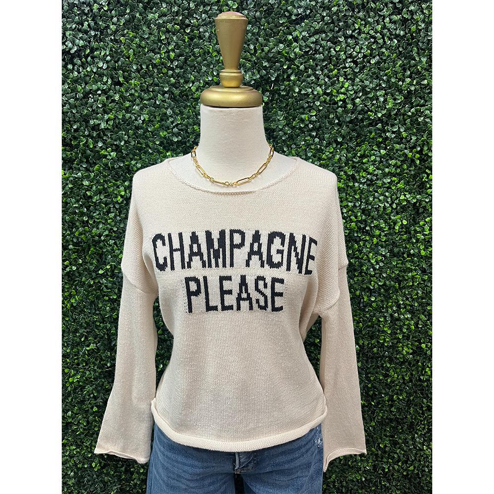 Beige "Champagne Please" Knit Sweater