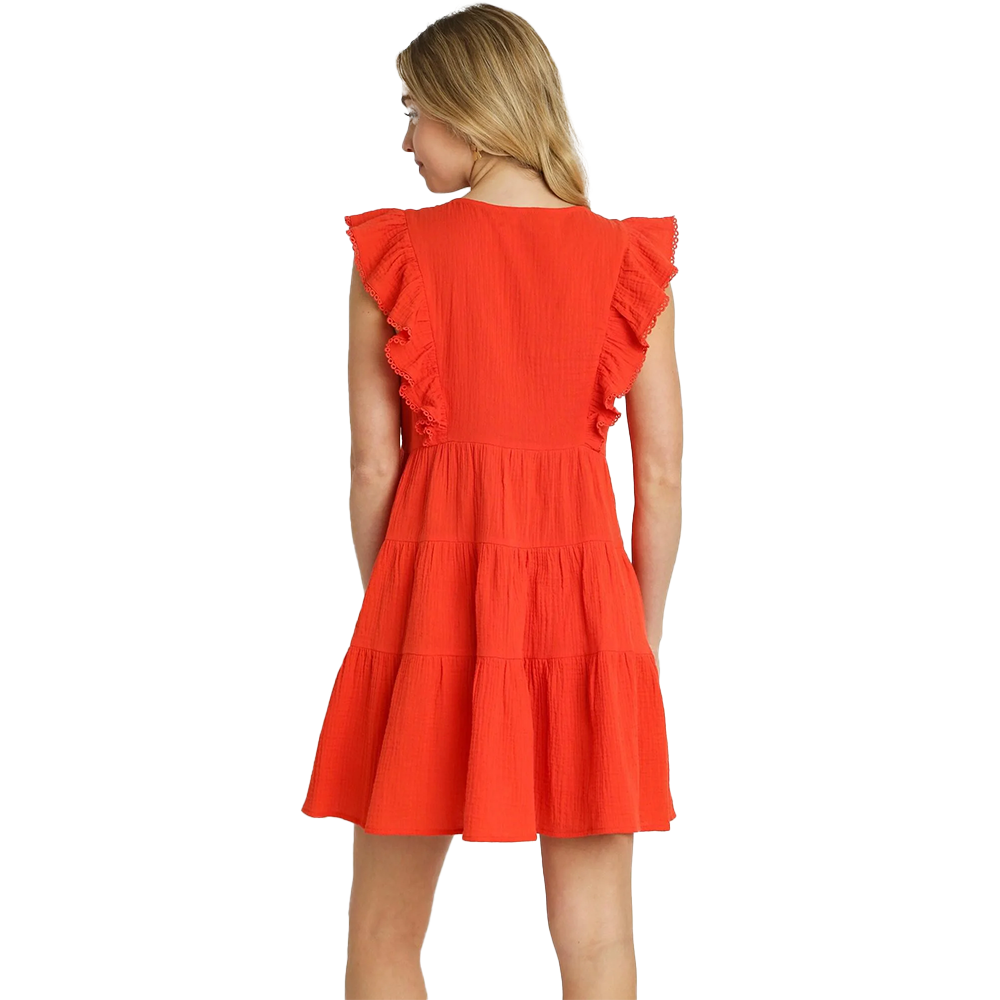 Orange Vania Tiered Dress